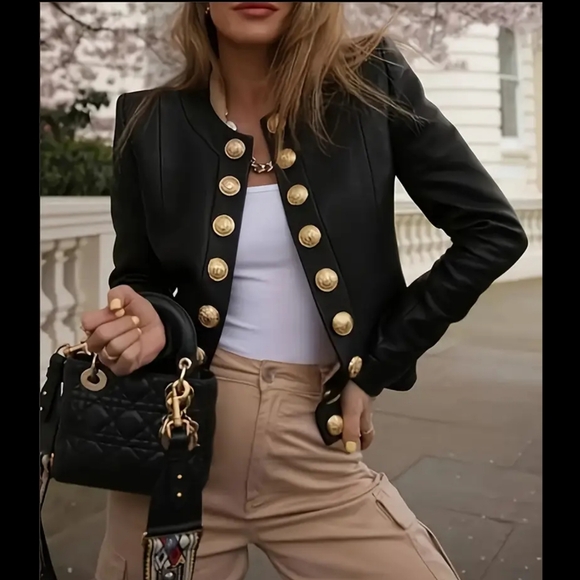 Jackets & Blazers - Black Buttoned Women's Jacket